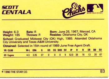 1990 Star #83 Scott Centala Back