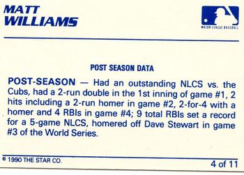 1990 Star Matt Williams #4 Matt Williams Back