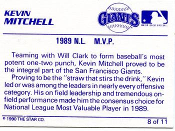 1990 Star Kevin Mitchell / Robin Yount #8 Kevin Mitchell Back