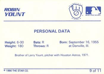 1990 Star Kevin Mitchell / Robin Yount #9 Robin Yount Back