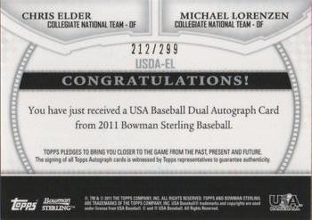 2011 Bowman Sterling - Dual Autographs #BSDA-EL Chris Elder / Michael Lorenzen Back