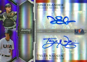 2011 Bowman Sterling - Dual Autographs Purple Refractors #USDA-EN Josh Elander / Tyler Naquin Front