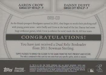 2011 Bowman Sterling - Dual Relics #DRB-CD Aaron Crow / Danny Duffy Back