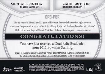 2011 Bowman Sterling - Dual Relics #DRB-PBR Michael Pineda / Zach Britton Back
