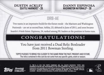 2011 Bowman Sterling - Dual Relics Gold Refractors #DRB-AE Dustin Ackley / Danny Espinosa Back