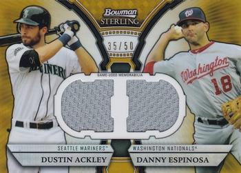 2011 Bowman Sterling - Dual Relics Gold Refractors #DRB-AE Dustin Ackley / Danny Espinosa Front