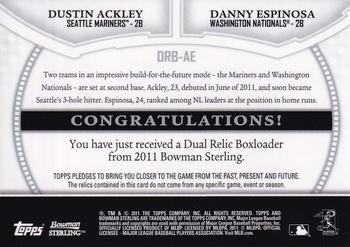 2011 Bowman Sterling - Dual Relics Purple Refractors #DRB-AE Dustin Ackley / Danny Espinosa Back