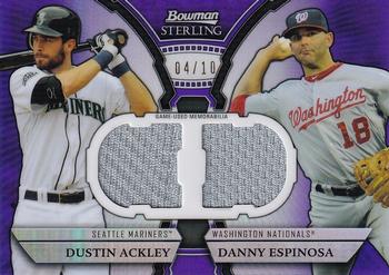 2011 Bowman Sterling - Dual Relics Purple Refractors #DRB-AE Dustin Ackley / Danny Espinosa Front