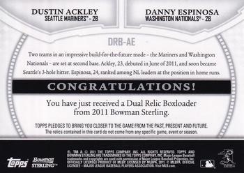 2011 Bowman Sterling - Dual Relics Refractors #DRB-AE Dustin Ackley / Danny Espinosa Back