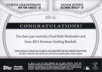 2011 Bowman Sterling - Dual Relics Refractors #DRB-GJ Curtis Granderson / Adam Jones Back