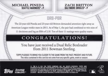 2011 Bowman Sterling - Dual Relics Refractors #DRB-PBR Michael Pineda / Zach Britton Back