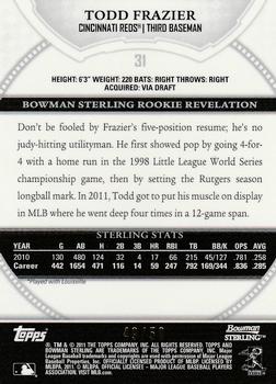 2011 Bowman Sterling - Gold Refractors #31 Todd Frazier Back