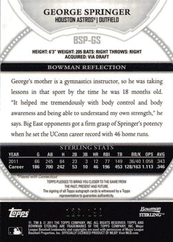 2011 Bowman Sterling - Prospect Autographs Refractors #BSP-GS George Springer Back