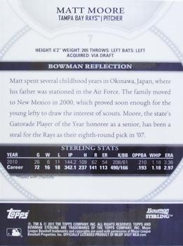 2011 Bowman Sterling - Prospects #7 Matt Moore Back