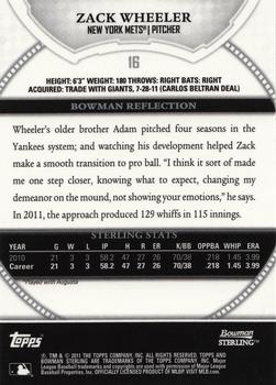 2011 Bowman Sterling - Prospects #16 Zack Wheeler Back