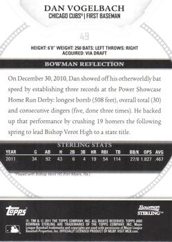 2011 Bowman Sterling - Prospects #49 Dan Vogelbach Back