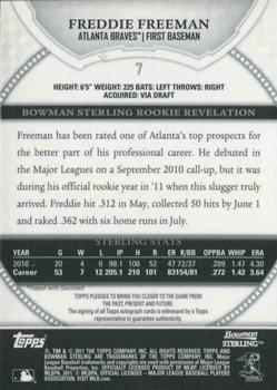 2011 Bowman Sterling - Rookie Autographs #7 Freddie Freeman Back