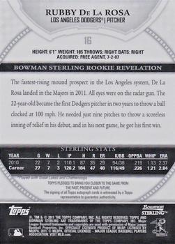 2011 Bowman Sterling - Rookie Autographs #16 Rubby De La Rosa Back