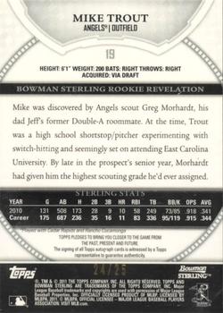 2011 Bowman Sterling - Rookie Autographs Black Refractors #19 Mike Trout Back