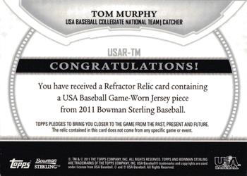 2011 Bowman Sterling - USA Baseball Relics #USAR-TM Tom Murphy Back