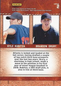2011 Donruss Elite Extra Edition - Building Blocks Dual #2 Brandon Drury / Kyle Kubitza Back