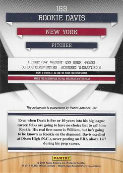 2011 Donruss Elite Extra Edition - Franchise Futures Signatures #153 Rookie Davis Back