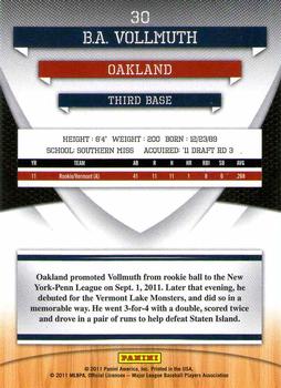 2011 Donruss Elite Extra Edition - Prospects #30 B.A. Vollmuth Back