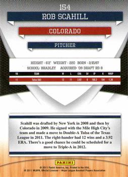 2011 Donruss Elite Extra Edition - Prospects #154 Rob Scahill Back
