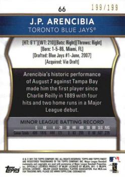 2011 Finest - Green Refractors #66 J.P. Arencibia Back