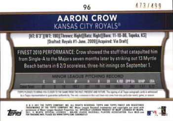 2011 Finest - Rookie Dual Relic Autographs Refractors #96 Aaron Crow Back