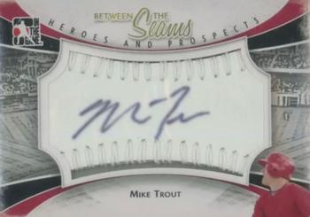 2011 In The Game Heroes & Prospects - Between the Seams Autographs White #BTS-MT Mike Trout Front