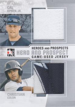 2011 In The Game Heroes & Prospects - Heroes And Prospects Dual Jerseys Silver #HPJ-03 Cal Ripken Jr. / Christian Colon Front