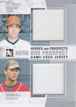 2011 In The Game Heroes & Prospects - Heroes And Prospects Dual Jerseys Silver #HPJ-10 Nolan Ryan / Randall Delgado Front