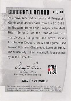 2011 In The Game Heroes & Prospects - Heroes And Prospects Dual Jerseys Silver #HPJ-13 Steve Garvey / Trayvon Robinson Back