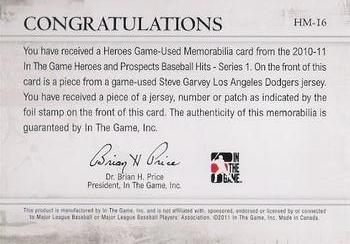 2011 In The Game Heroes & Prospects - Heroes Jerseys Silver #HM-16 Steve Garvey Back