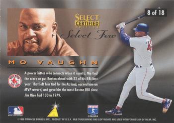 1996 Select Certified - Select Few #8 Mo Vaughn Back