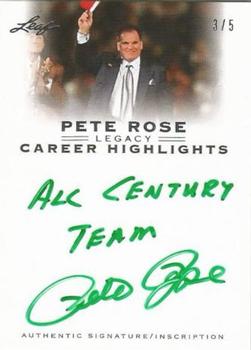2011 Leaf Pete Rose Legacy - Career Highlights Autographs Green Ink #CHA-12 Pete Rose Front