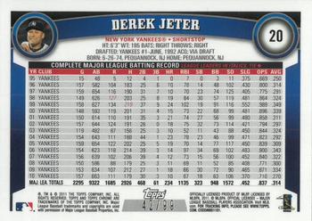2011 Topps Chrome - Blue Refractors #20 Derek Jeter Back