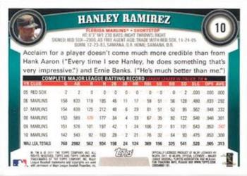 2011 Topps Chrome - Orange Refractors #10 Hanley Ramirez Back