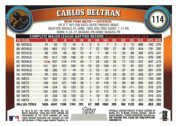 2011 Topps Chrome - Orange Refractors #114 Carlos Beltran Back