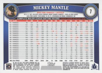 2011 Topps Chrome - Orange Refractors #7 Mickey Mantle Back