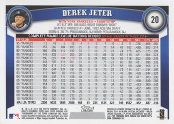 2011 Topps Chrome - Orange Refractors #20 Derek Jeter Back