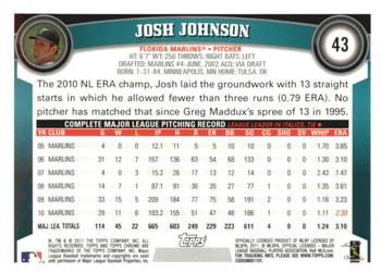 2011 Topps Chrome - Orange Refractors #43 Josh Johnson Back