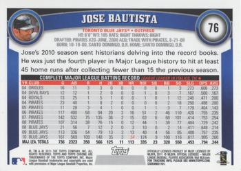 2011 Topps Chrome - Orange Refractors #76 Jose Bautista Back