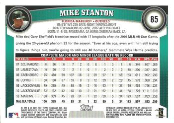 2011 Topps Chrome - Orange Refractors #85 Mike Stanton Back