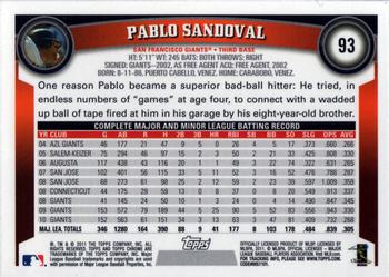 2011 Topps Chrome - Orange Refractors #93 Pablo Sandoval Back