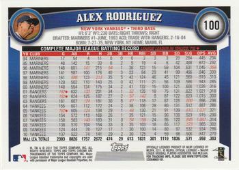 2011 Topps Chrome - Orange Refractors #100 Alex Rodriguez Back
