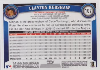 2011 Topps Chrome - Orange Refractors #107 Clayton Kershaw Back
