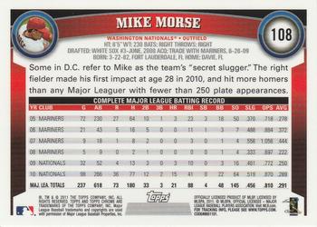 2011 Topps Chrome - Orange Refractors #108 Mike Morse Back
