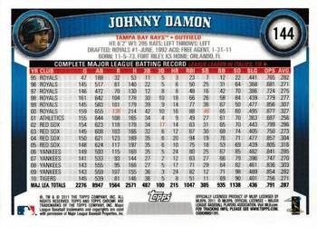 2011 Topps Chrome - Orange Refractors #144 Johnny Damon Back